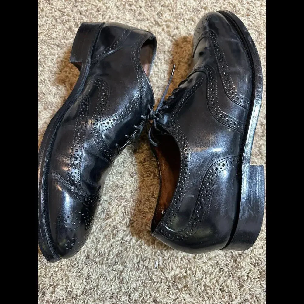 Stafford Comfort Plus Wing Tip Shoes Mens Black Leather Size 13‎